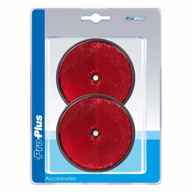 ProPlus Ronde reflector met schroefbevestiging - rood - 80 mm - 2 stuks