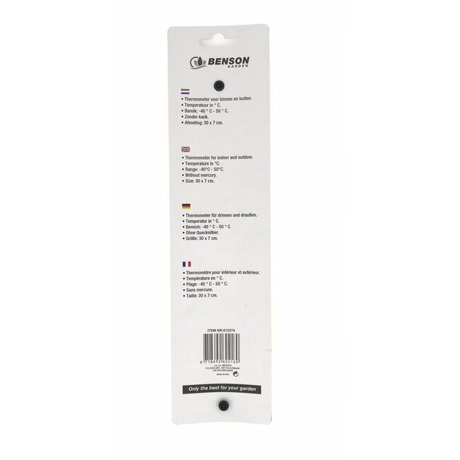 Benson Thermometer - Metaal - 30 cm - Groen - Voor Binnen en Buiten - Zonder Kwik