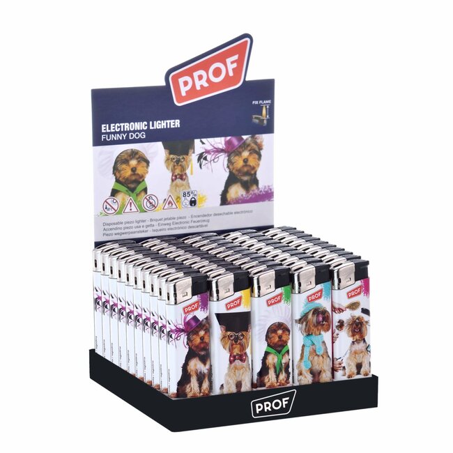 Prof Wegwerpaanstekers - Funny Dogs - 50 stuks - 8 x 2,4 x 1,2 cm - Niet navulbaar