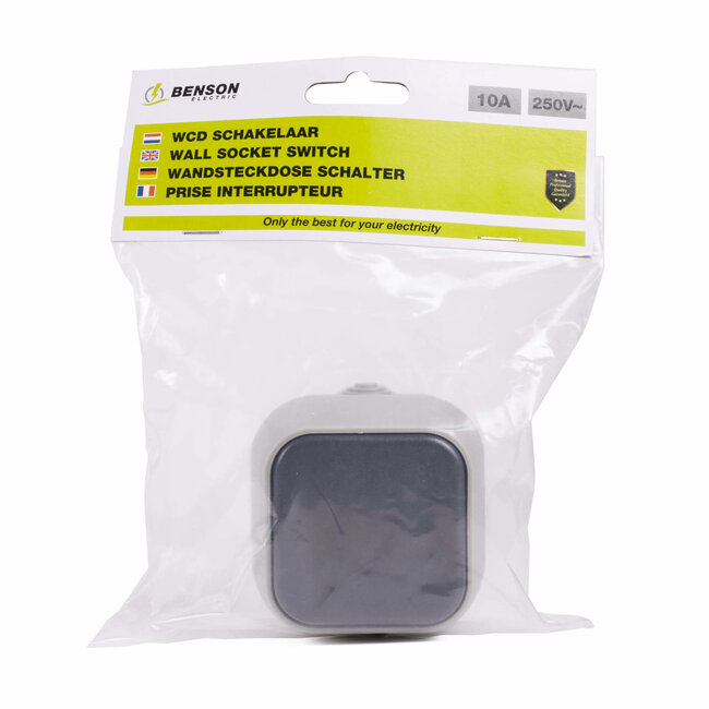 Benson Opbouw wandcontactdoos - IP54 - stof- en waterdicht - 10A - wit/antraciet