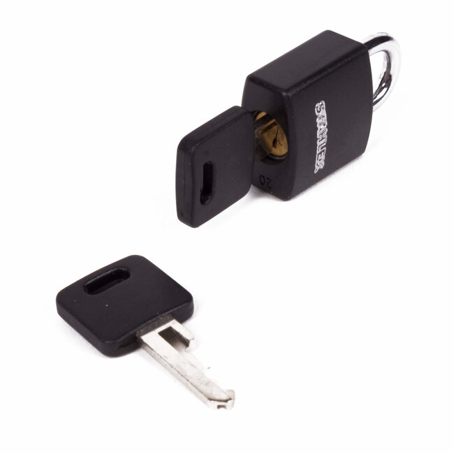 Stahlex Lichtgewicht aluminium hangslot - 20 mm - gekleurde sleutelhoesjes - 2 sleutels