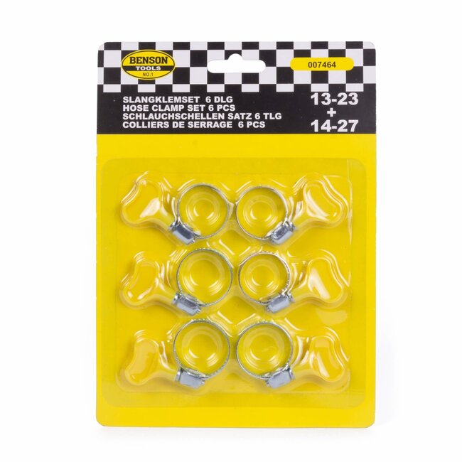 Benson Slangenklem set - 6 delig - vleugelklemmen - 13-27 mm - eenvoudig te bevestigen