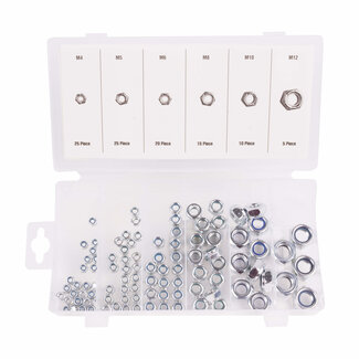 Benson Assortimentdoos met zelfborgende moeren - 100-delig - verzinkt - M4 tot M12