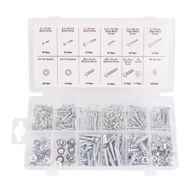 Benson Complete set schroeven, bouten en moeren - 347-delig - verzinkt - met opbergbox