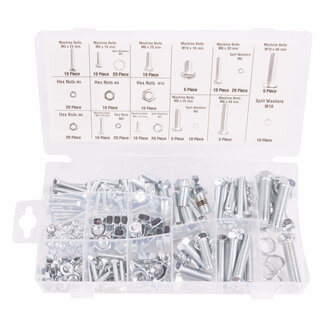 Benson Assortimentbox - bouten, moeren en veerringen - verzinkt - 240-delig - diverse maten Benson Assortimentbox - bouten, moeren en veerringen - verzinkt - 240-delig - diverse maten