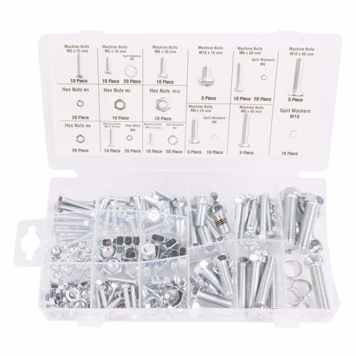 Benson Bouten, Moeren en Veerringen - Ø M4, M5, M6, M8 en M10 - Assortimentbox - 240 delig Benson Bouten, Moeren en Veerringen - Ø M4, M5, M6, M8 en M10 - Assortimentbox - 240 delig