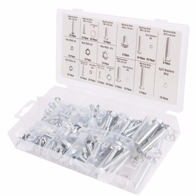 Benson Assortimentbox - bouten, moeren en veerringen - verzinkt - 240-delig - diverse maten