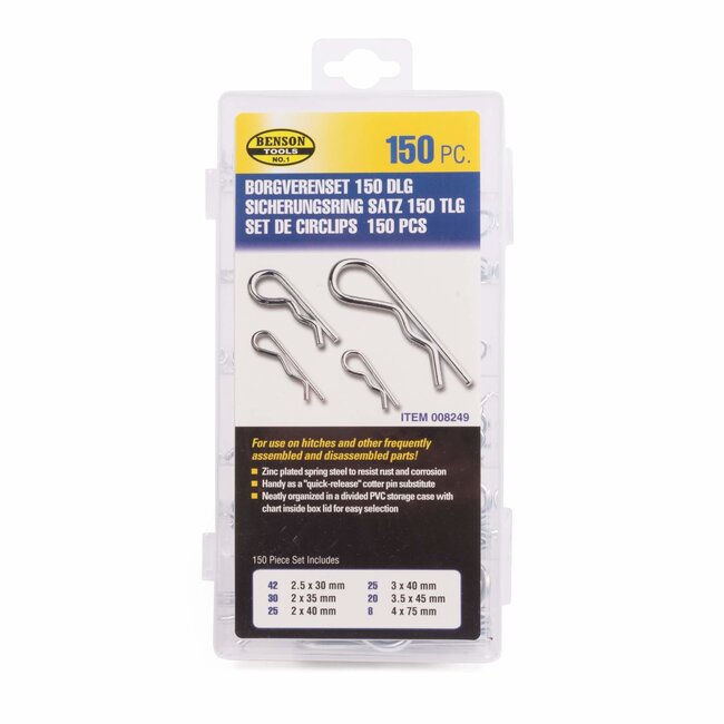 Benson 150-delige borgverenset - diverse maten - inclusief opbergdoos