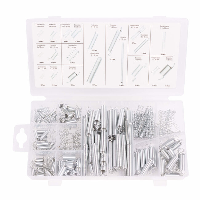 Benson Spanning- en drukveren set - 200 stuks - ø 4-9.5 mm - lengte 10-79.5 mm - verzinkt staal