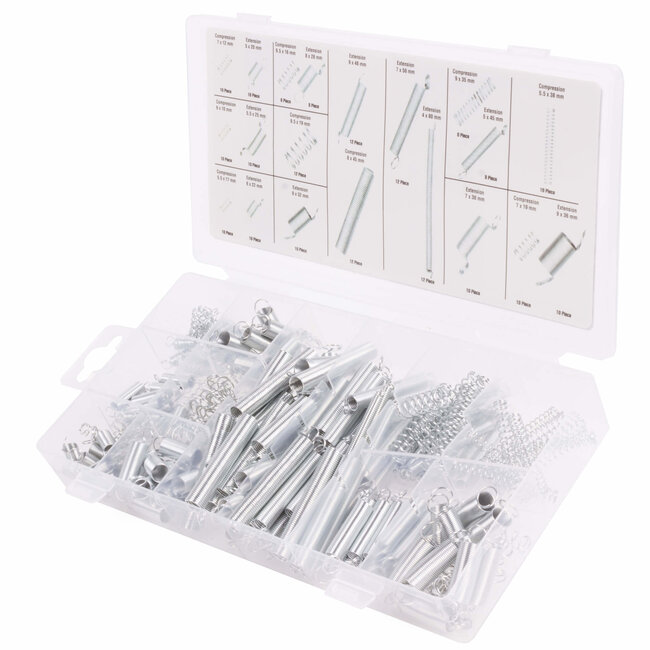 Benson Spanning- en drukveren set - 200 stuks - ø 4-9.5 mm - lengte 10-79.5 mm - verzinkt staal