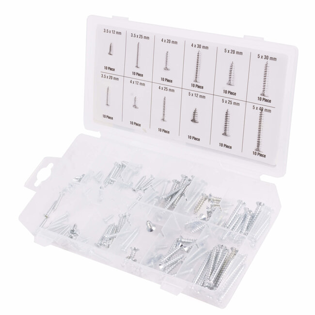 Benson Houtschroeven set - 120 delig - PH-kruiskop - Diverse maten - Assortimentsdoos
