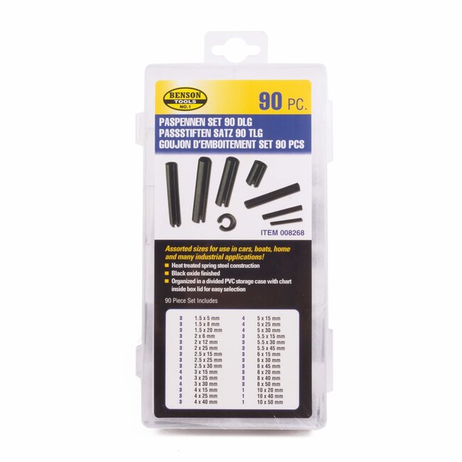 Benson 90-delige paspennenset - zwart - inclusief assortiment box - voor nauwkeurige montage en bevestiging