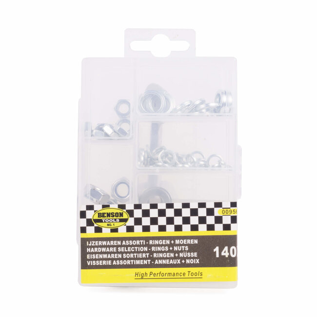 Benson Assortimentbox met ringen en moeren - M6, M8, M10 - overzichtelijk en compleet
