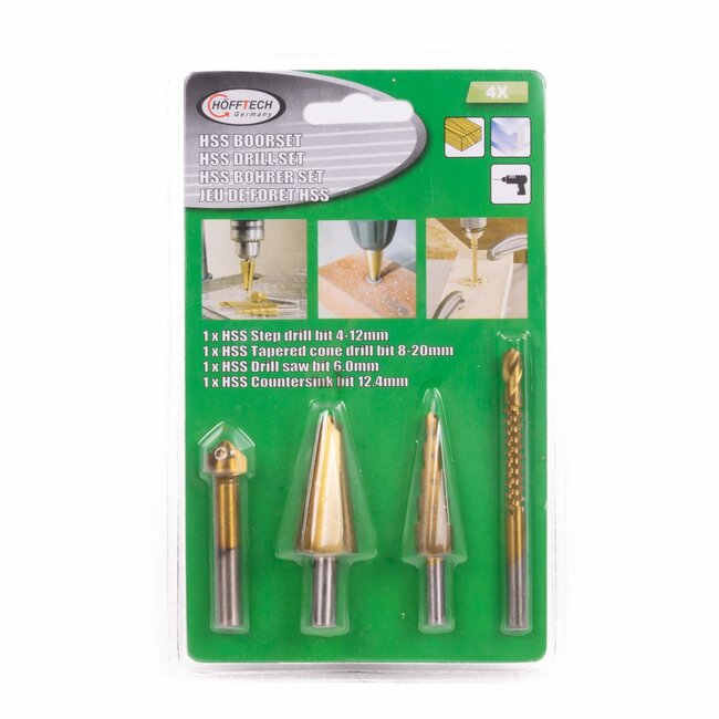 Hofftech Boorset multi set - HSS profi - 4-delig - veelzijdig boren