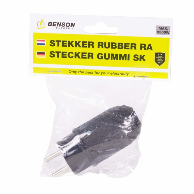 Benson Stekker met randaarde - IP44 - robuust rubber - zwart - 3500 watt