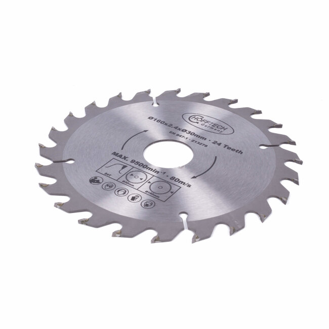 Hofftech Zaagblad cirkelzaag - Ø 160 mm - 24 tanden - Inclusief verloopringen - Hard metaal