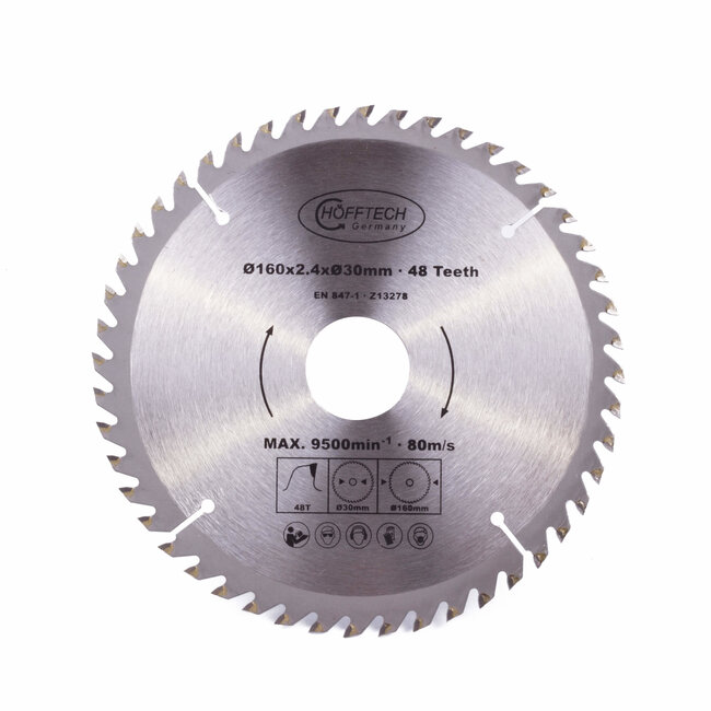 Hofftech Zaagblad cirkelzaag - Ø 160 mm - 48 tanden - Splintervrij - Inclusief verloopringen
