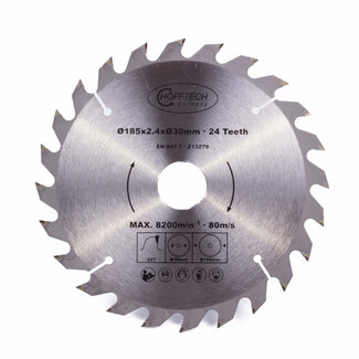 Hofftech Zaagblad Cirkelzaag - Ø 185 mm x 24 Tanden - Inclusief Verloopringen