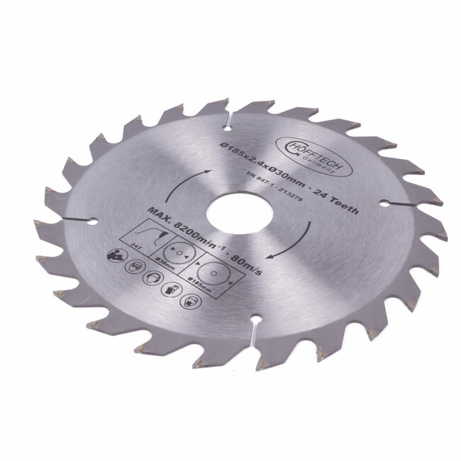 Hofftech Zaagblad cirkelzaag - 24 tanden - inclusief verloopringen - Ø 185 mm