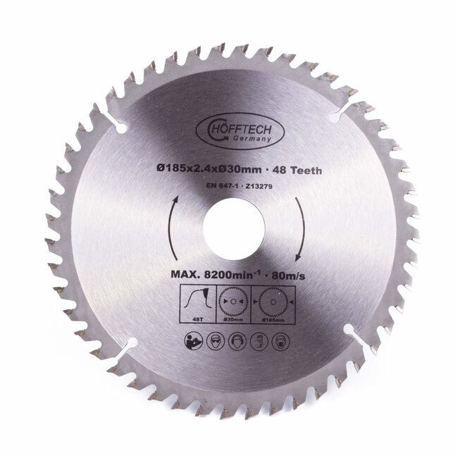 Hofftech Zaagblad Cirkelzaag - Ø 185 mm x 48 Tanden - Inclusief Verloopringen