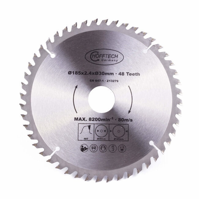 Hofftech Zaagblad cirkelzaag - 48 tanden - Ø 185 mm - Inclusief verloopringen