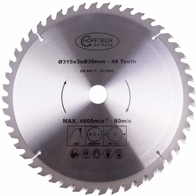 Hofftech Zaagblad cirkelzaag - 48 tanden - hard metaal - Ø 315 mm - inclusief verloopringen