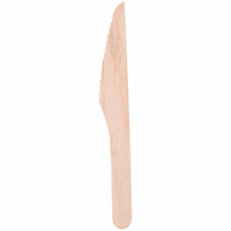 Alpina Houten eetmessen - 16 cm - Set van 50 stuks - Perfect voor barbecues
