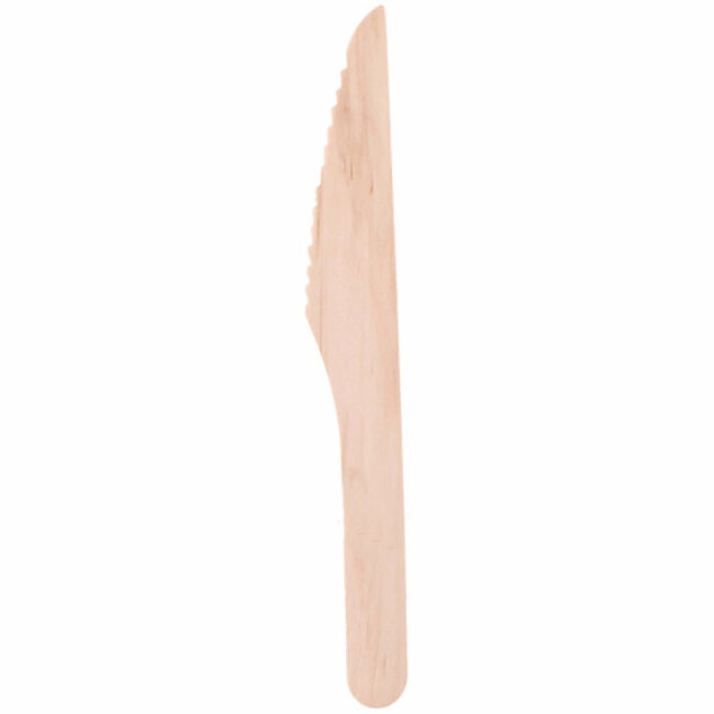 Alpina Houten eetmessen - 16 cm - Set van 50 stuks - Perfect voor barbecues