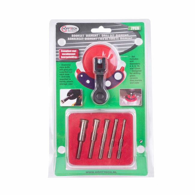 Hofftech Diamantborenset - 4-12 mm - Inclusief Boormal en Opbergbox - 7-delig