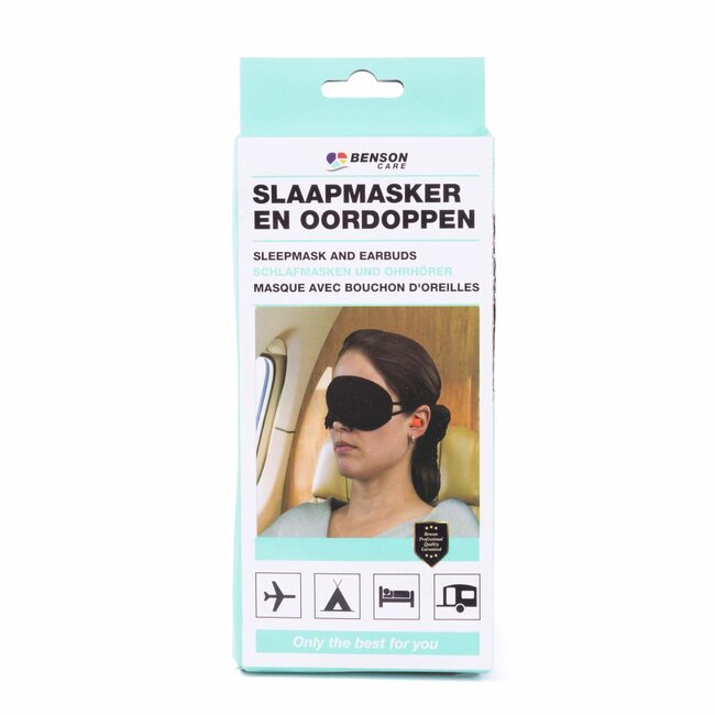 Benson Reisset - Slaapmasker en oordoppen - Comfortabel - Zwart - Universele maat