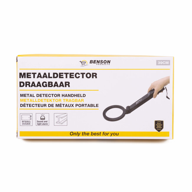 Benson Draagbare metaaldetector - LED & geluidsalarm - 39 cm - Inclusief batterij