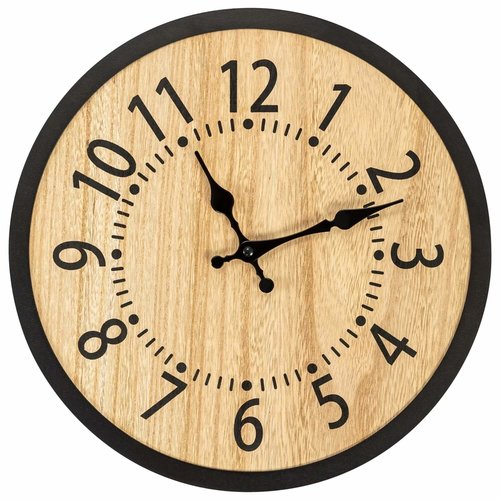 REA Houten Wandklok - Retro - Ø 35 cm - Mat Zwart REA Houten Wandklok - Retro - Ø 35 cm - Mat Zwart