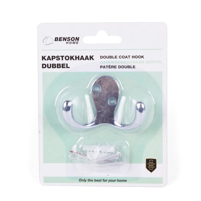 Benson Kapstokhaak - 2 metalen haken - inclusief schroeven - per stuk