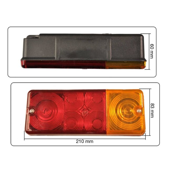 ProPlus Driekamer aanhangwagen achterlicht - 210 x 83 mm - Compleet unit - Set van 2 stuks