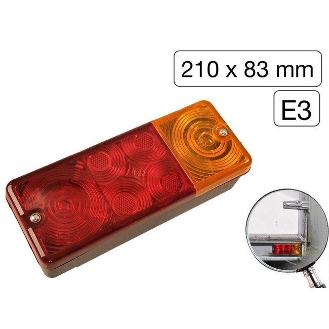 ProPlus Driekamer aanhangwagen achterlicht - 210 x 83 mm - Compleet unit - Set van 2 stuks