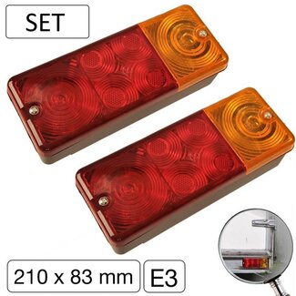 ProPlus Driekamer aanhangwagen achterlicht - 210 x 83 mm - Compleet unit - Set van 2 stuks ProPlus Driekamer aanhangwagen achterlicht - 210 x 83 mm - Compleet unit - Set van 2 stuks