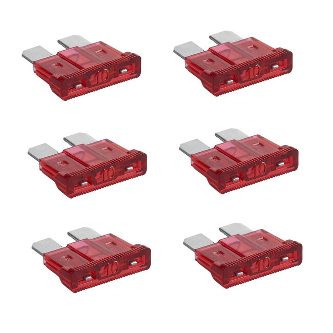 ProPlus Steekzekeringen - 10 Ampère - Rood - 6 stuks - Voorkomt kortsluiting