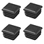 ProPlus Vierkante inslagdop - 30 x 30 mm - zwart - kunststof - set van 4