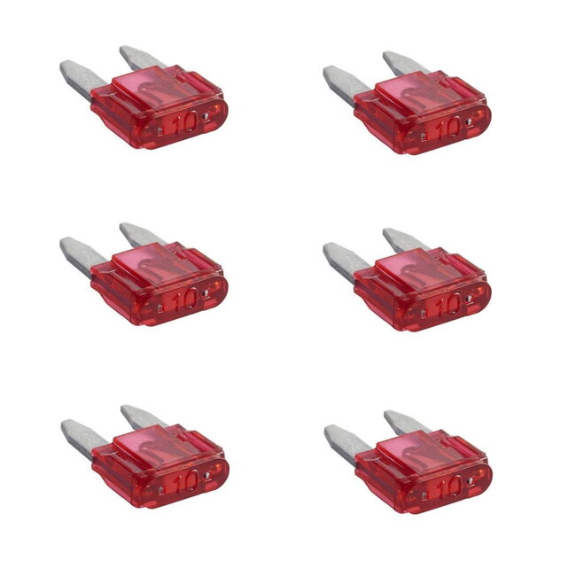 ProPlus Mini autozekeringen - 10 ampère - rood - 6 stuks