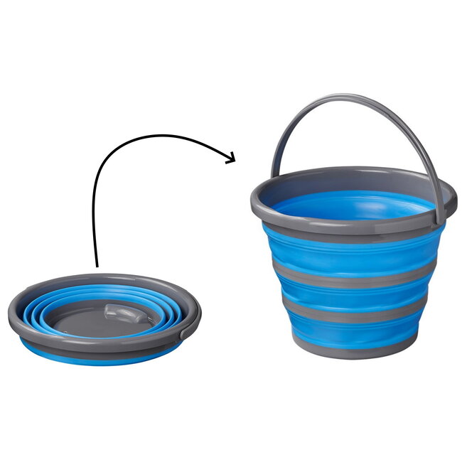 ProPlus Opvouwbare emmer - 10 liter - Rubber en siliconen - Grijs/Blauw