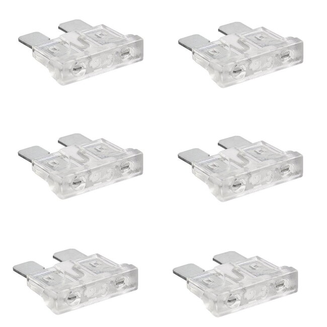 ProPlus Steekzekeringen - 25 Ampère - Transparant - 6 stuks