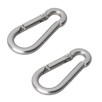 ProPlus Karabijnhaak - RVS - 5 x 50 mm - Chroom - 2 stuks