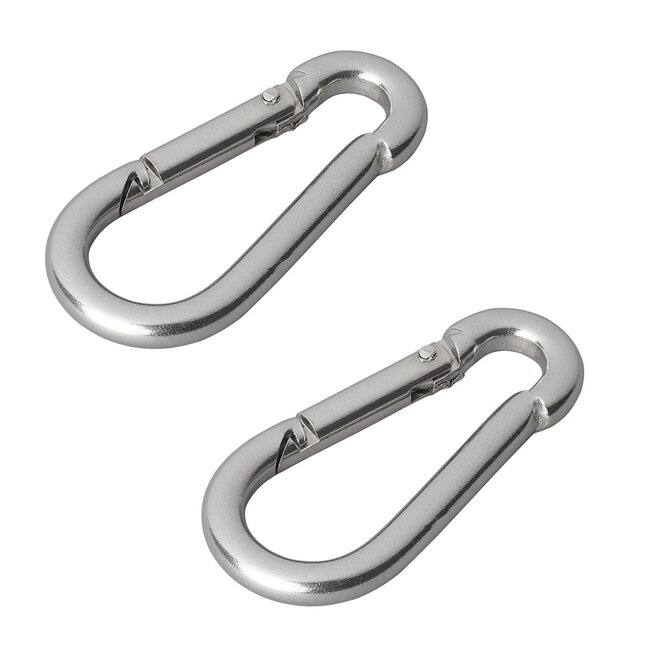 ProPlus Karabijnhaak - RVS - 5 x 50 mm - Chroom - 2 stuks