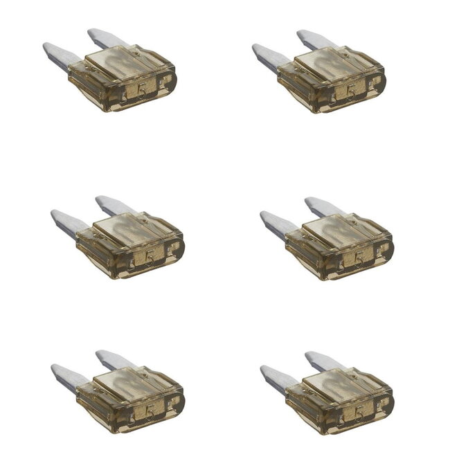 ProPlus Mini steekzekeringen - 5 Ampère - bruin - set van 6 stuks
