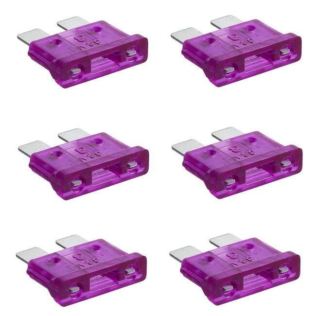 ProPlus Steekzekeringen - 3 Ampère - Paars - 6 stuks - Warmtebestendig