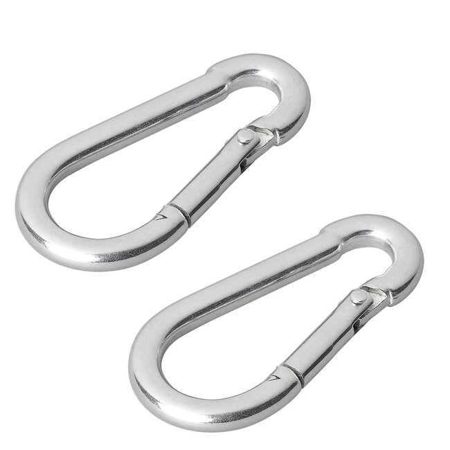 ProPlus Karabijnhaak - Metaal - 8x80 mm - Chroom - 2 stuks