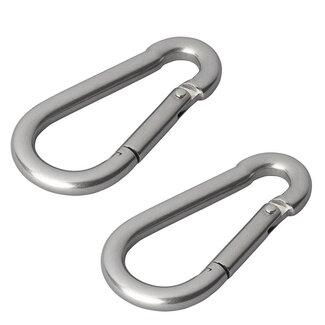 ProPlus Karabijnhaak - RVS - 8 x 80 mm - 2 stuks - chroom