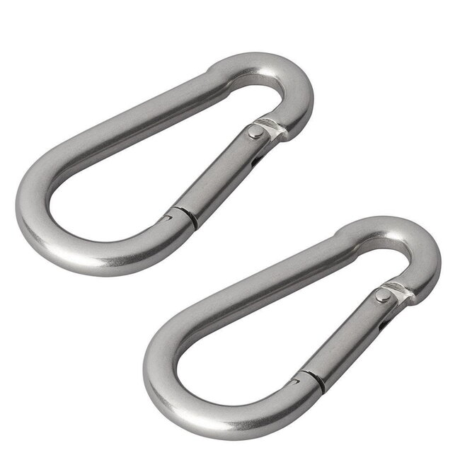 ProPlus Karabijnhaak - RVS - 8 x 80 mm - 2 stuks - chroom