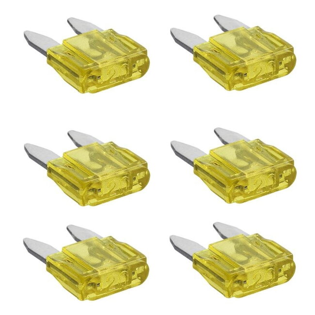 ProPlus Ministeekzekeringen - 20 Ampère - Geel - 6 stuks