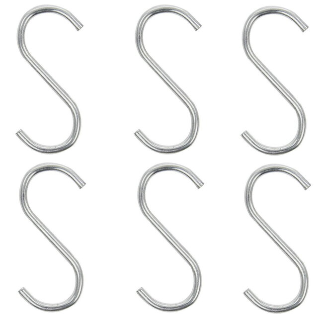 ProPlus S-haak - Chroom - Staal - Ø 4 mm - 62 mm - 6 stuks